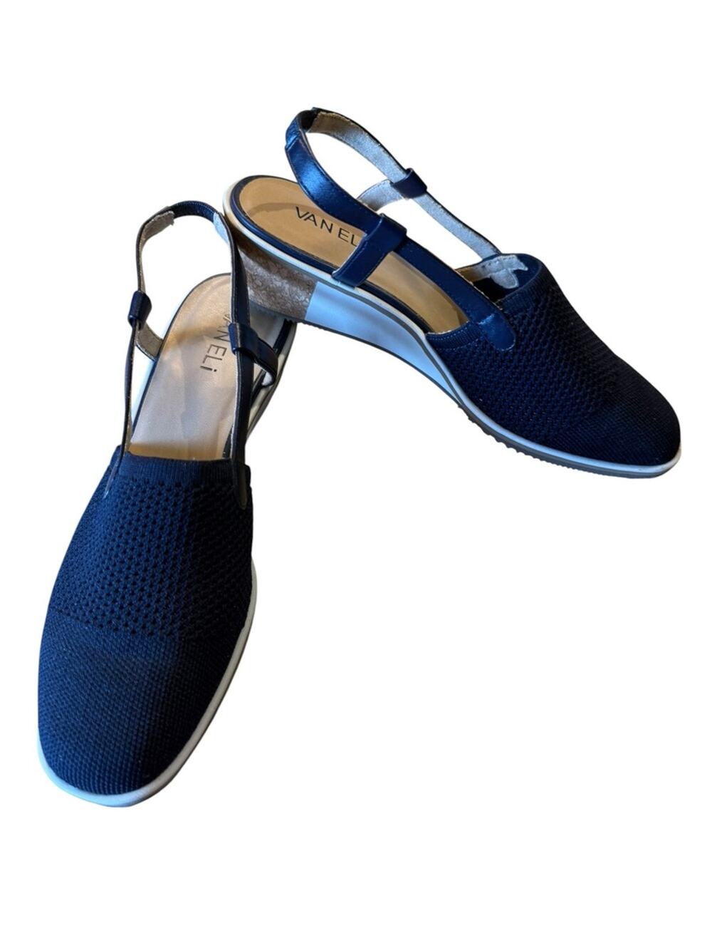 Vaneli Greer Women’s Size 7.5 Navy Knit Slingback Shoes